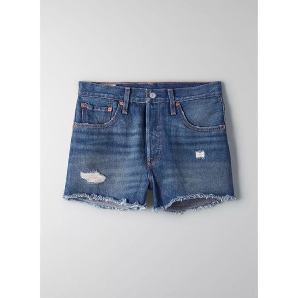 Levi's Premium 501 High Rise Jean Shorts Silver Lake Distressed Sz 28 NWT - Picture 7 of 15